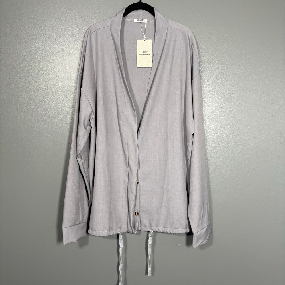 Coofandy NWT Gray Oversized Shirt Jacket - Size XXL - Mens Minimalist Streetwear